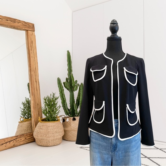 Joseph Ribkoff Open Front Pocket Blazer Jacket - Picture 1 of 12